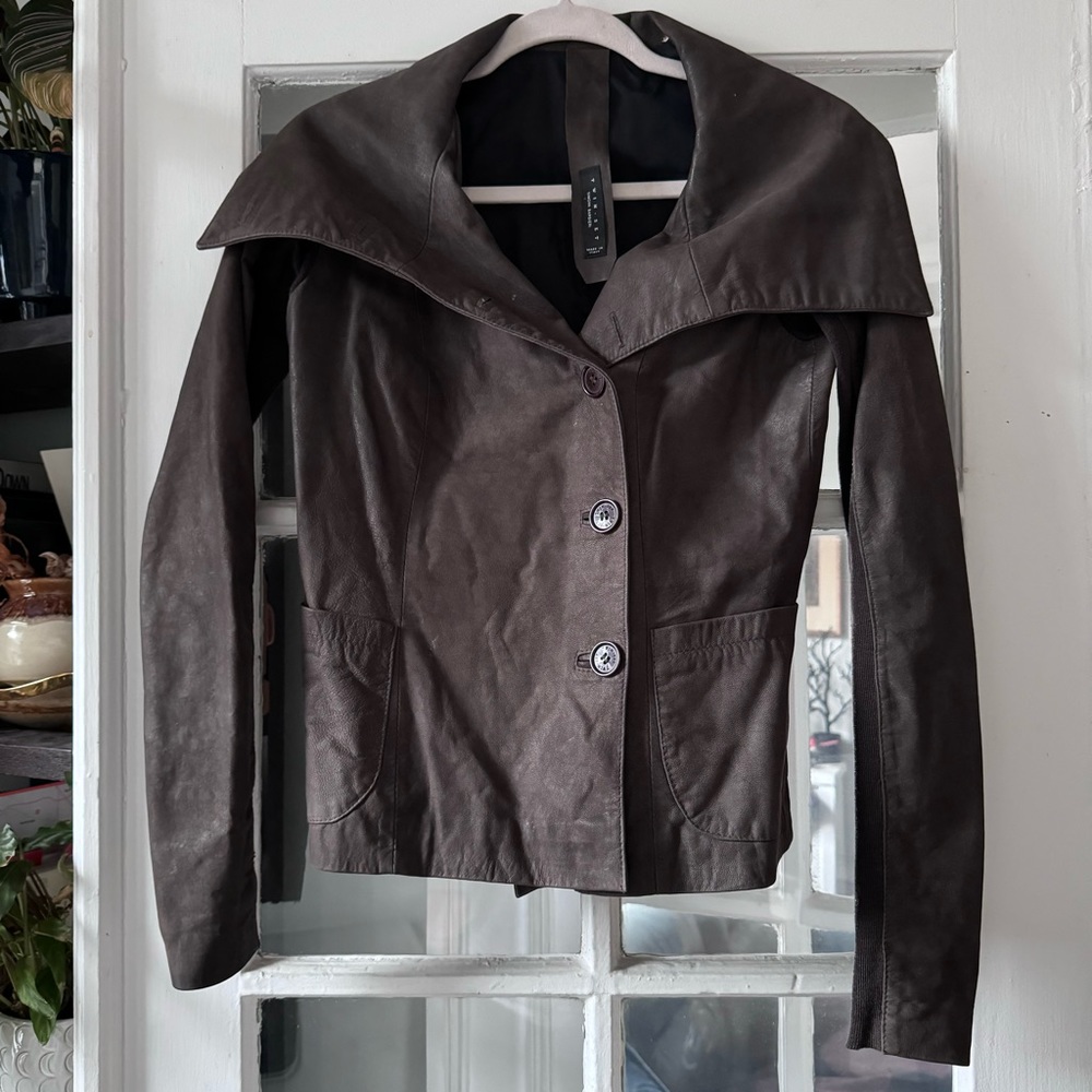 TWINSET MILANO ITALY LEATHER BOMBER JACKET SMALL
